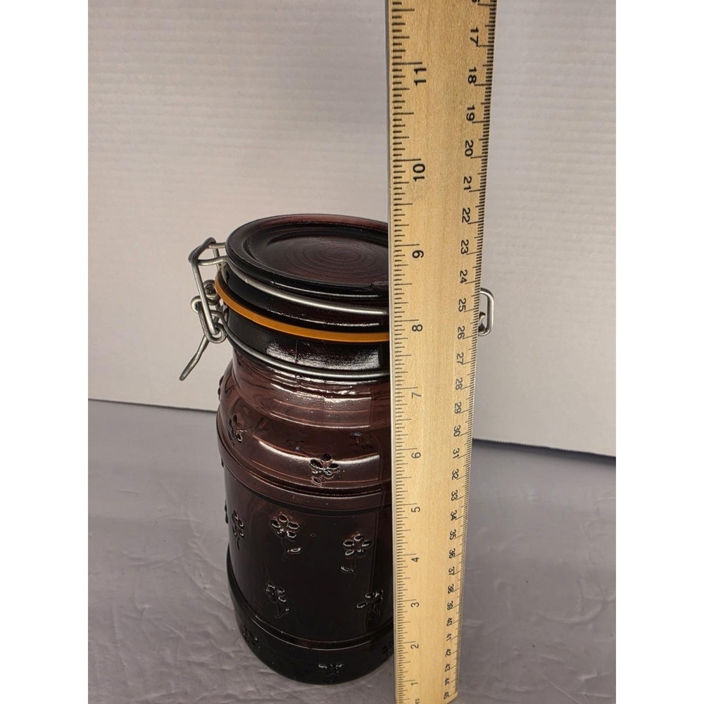 Vintage Amethyst Purple Glass Clamp Lid Canister Oxford Crystal Italy Sweet Shop - Picture 12 of 12